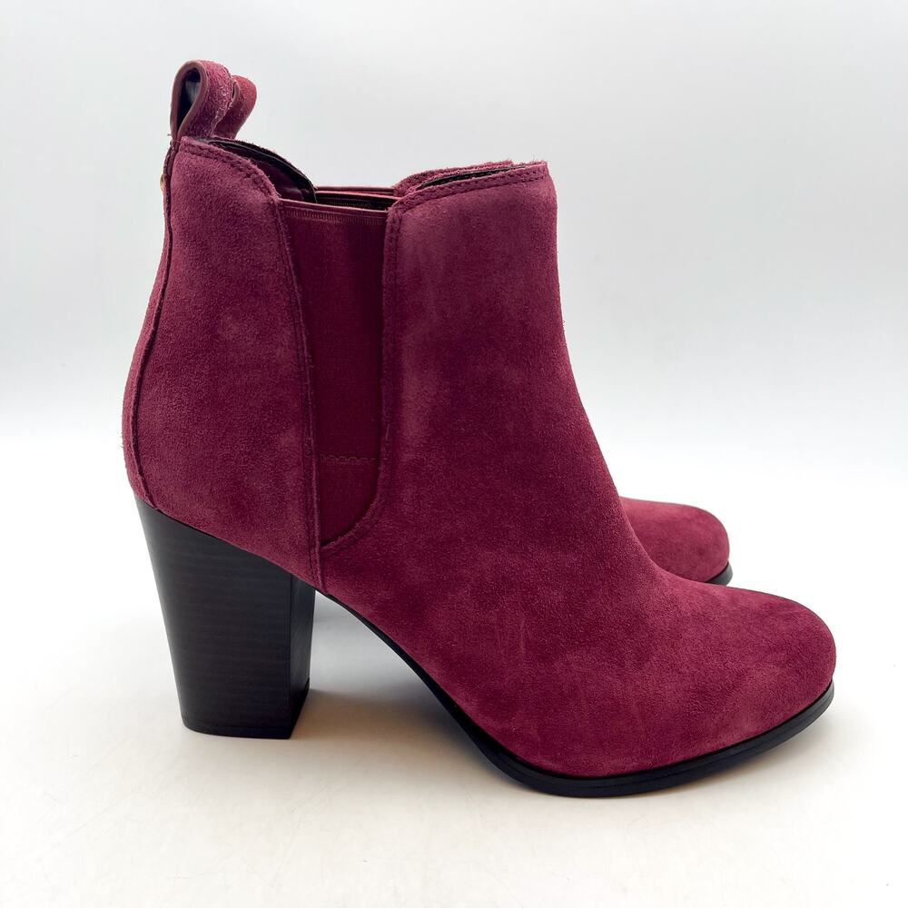 MICHAEL KORS Womens Evaline Booties Size 8.5M Mulberry Red Suede Heeled NWOB - Picture 2 of 14